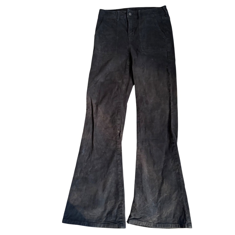 American Eagle Corduroy Flare‎ Pants Womens 4 Black Stretch High Rise Boho